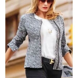 Cabi Cliffside Graphic Offset Zip Artsy Moto Jacket Small 5099
